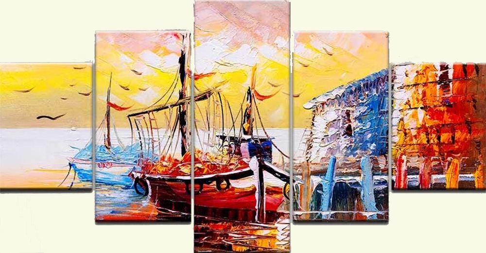 Group Painting Sets Seascape 5 Panel painting on canvas PAS0002