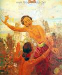 Famous Bali Artist Merpres painting on canvas BAA0034