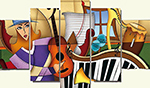 Group Painting Sets Music 5 Panel painting on canvas PAM0019