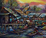 Thai Floating Market painting on canvas TFM0011