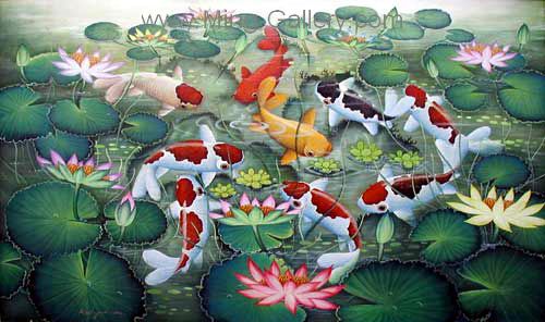 Koi Fish painting on canvas ANF0002