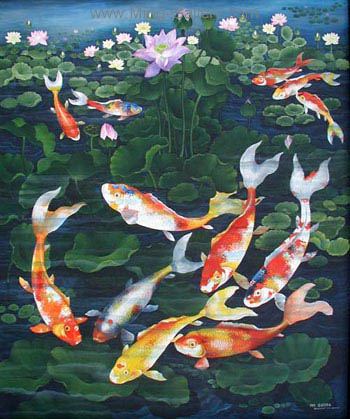 Koi Fish painting on canvas ANF0003