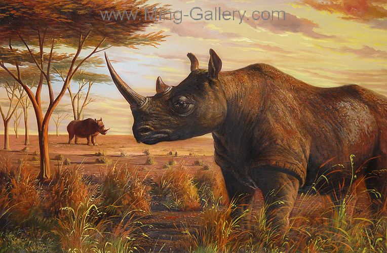 Rhinos painting on canvas ANR0001