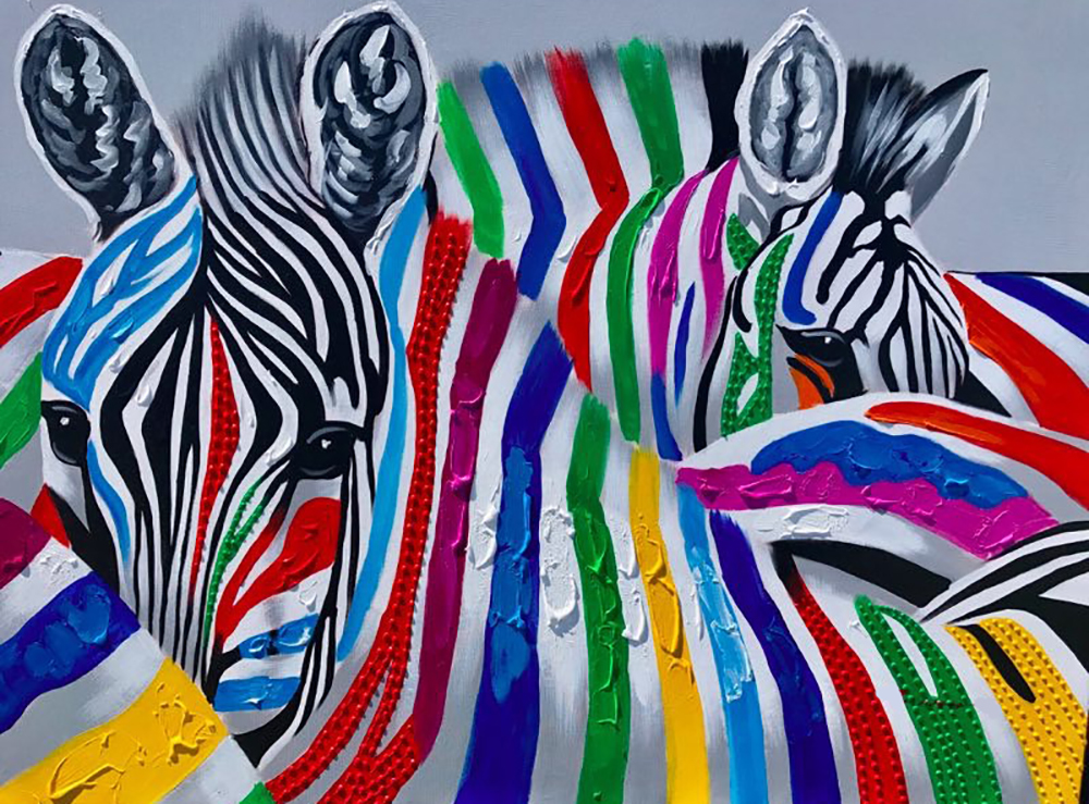 Zebras painting on canvas ANZ0008