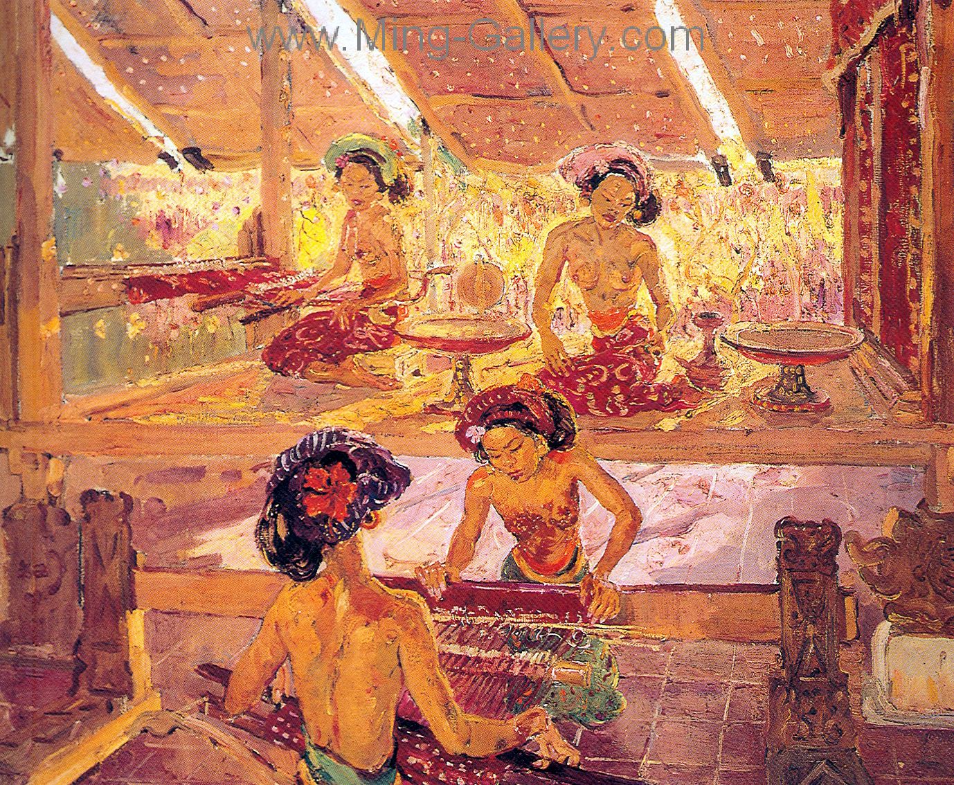 Famous Bali Artist Merpres painting on canvas BAA0016