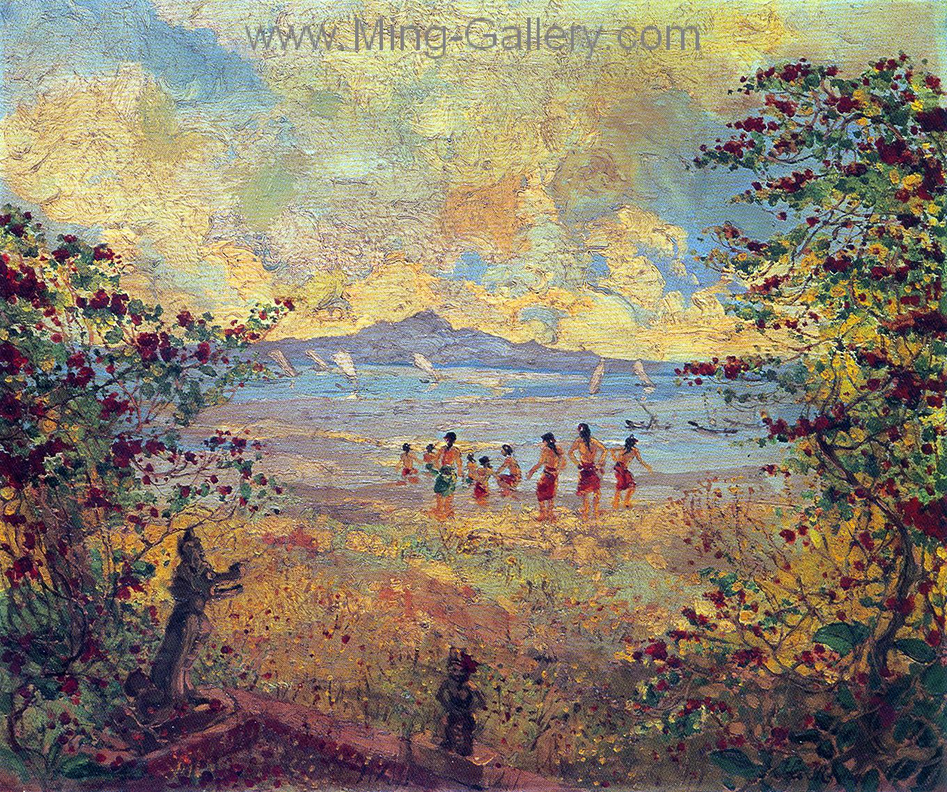 Famous Bali Artist Merpres painting on canvas BAA0018