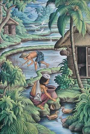 Traditional Bali painting on canvas BAT0015