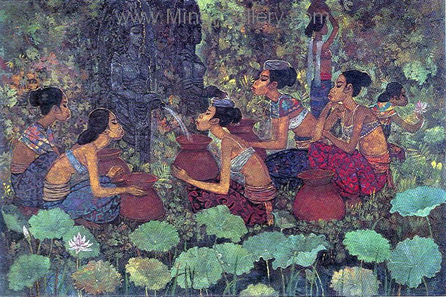 Traditional Bali painting on canvas BAT0021