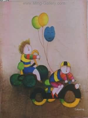 Children painting on canvas CHI0035