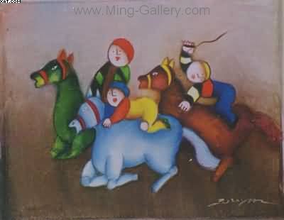 Children painting on canvas CHI0037