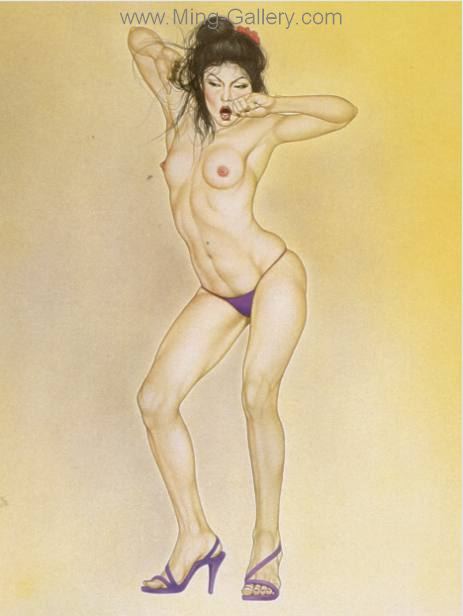 Erotic Art Asian Pinups painting on canvas ERP0191