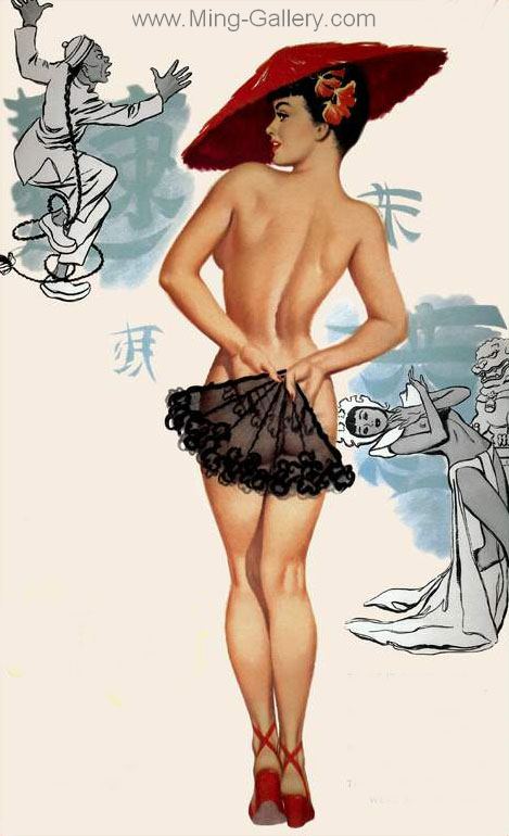Erotic Art Asian Pinups painting on canvas ERP0193