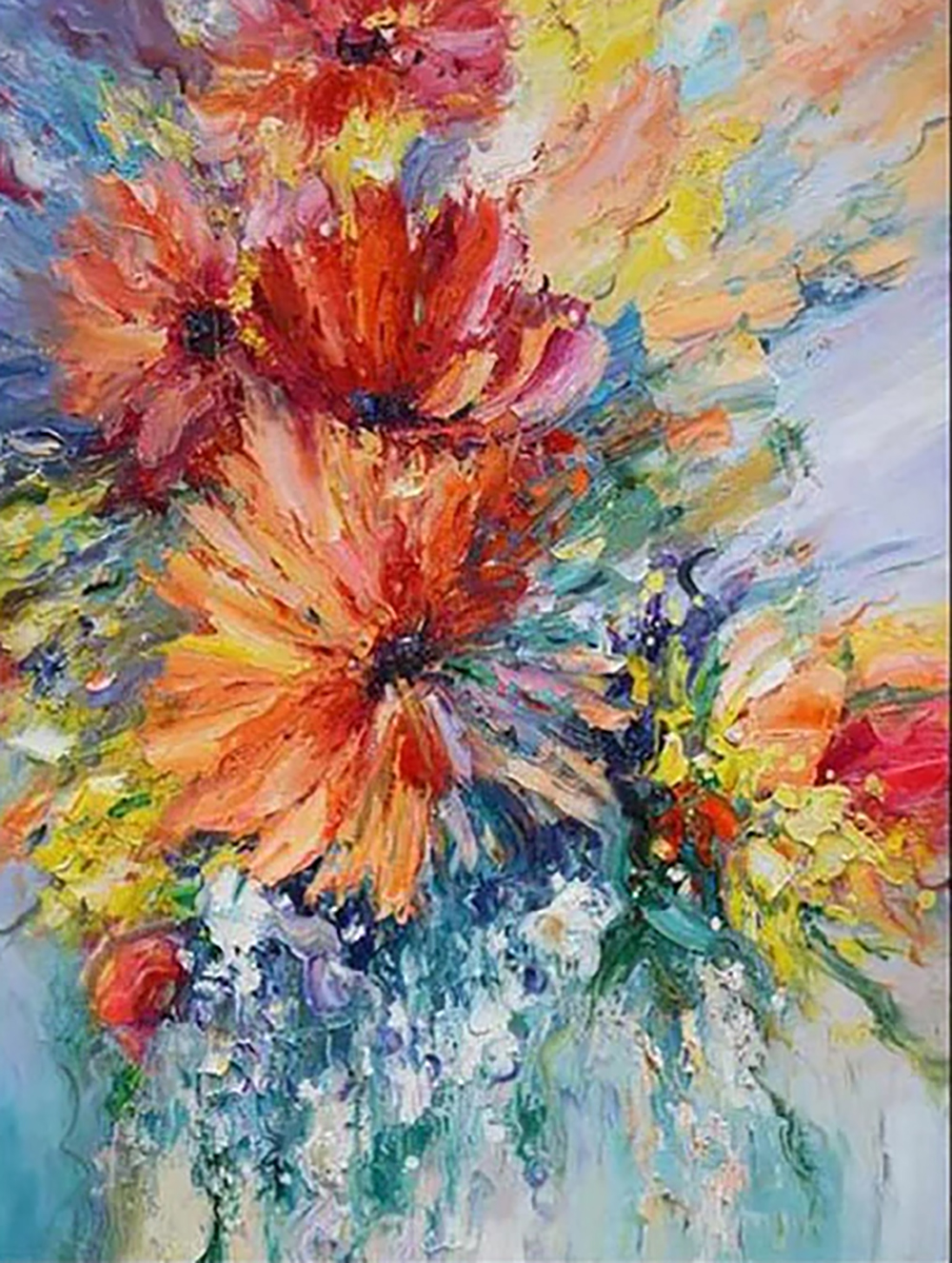 Flowers painting on canvas FLO0156