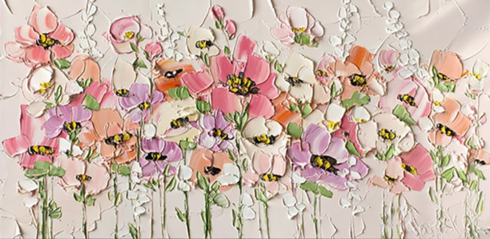 Flowers Textured painting on canvas FLO0157