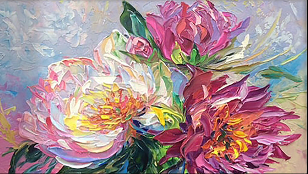 Flowers painting on canvas FLO0170
