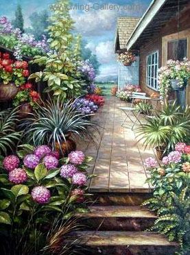 GAR0032 - Oil painting of Garden for Sale