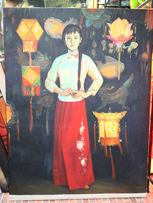 Paintings In Stock Chinese Lantern Lady painting on canvas INS0014