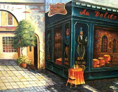 OSF0009 - Oil Painting of Old Shopfront
