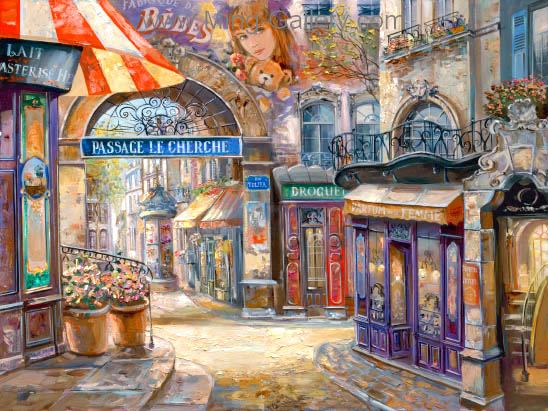 OSF0054 - Oil Painting of Old Shopfront