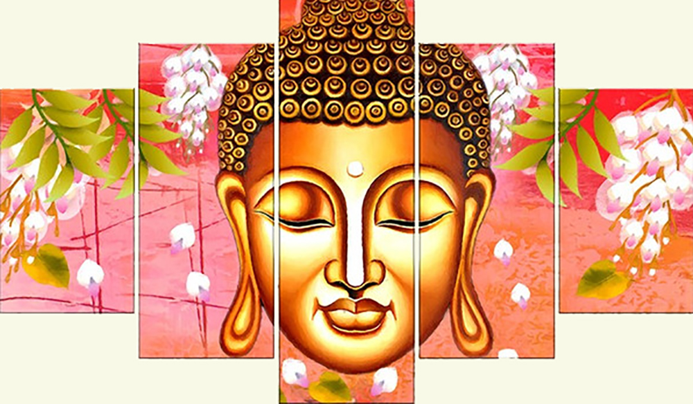 Group Painting Sets Buddha 5 Panel painting on canvas PAB0002