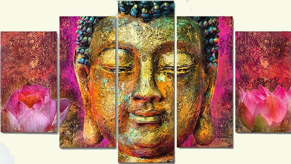 Group Painting Sets Buddha 5 Panel painting on canvas PAB0003