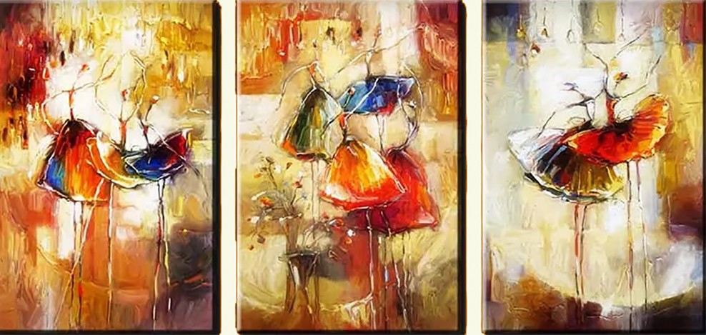 Group Painting Sets Dancing 3 Panel painting on canvas PAD0005