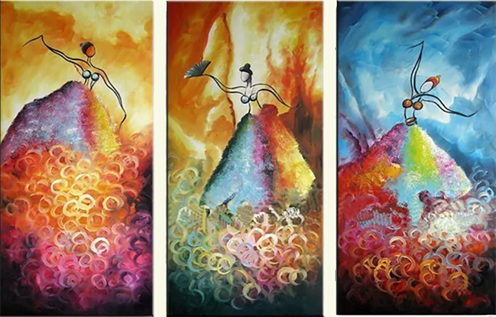 Group Painting Sets Dancing 3 Panel painting on canvas PAD0007