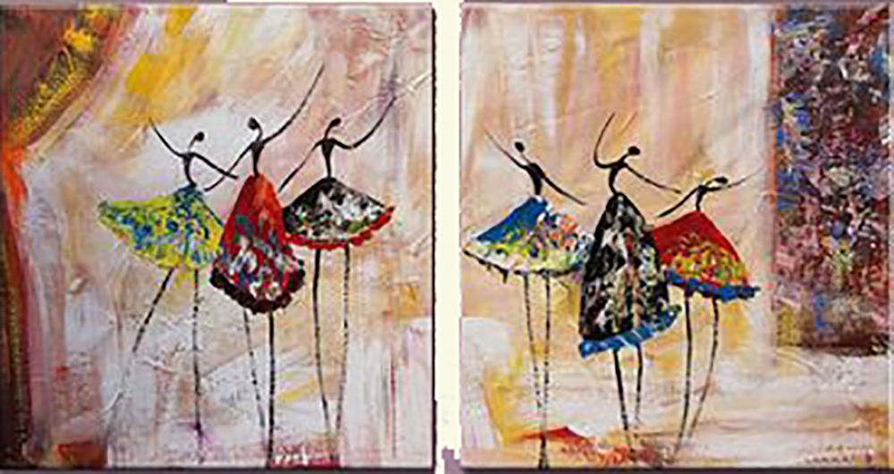Group Painting Sets Dancing 2 Panel painting on canvas PAD0009