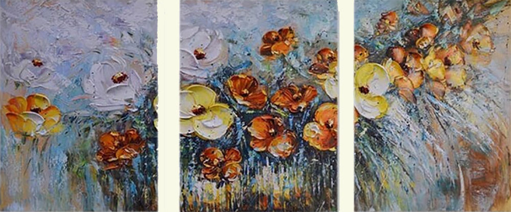 Group Painting Sets Flowers 3 Panel painting on canvas PAF0004