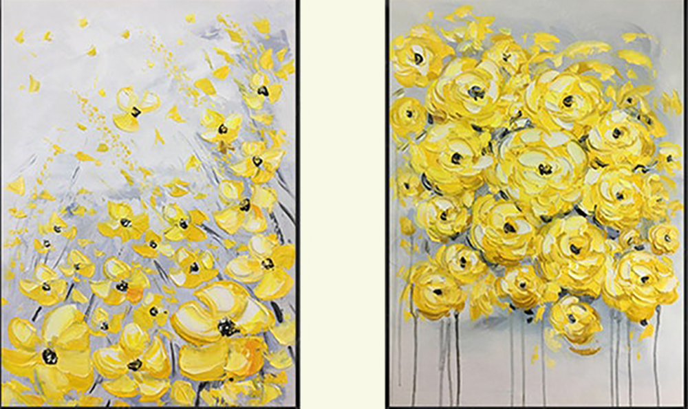 Group Painting Sets Flowers 2 Panel painting on canvas PAF0009