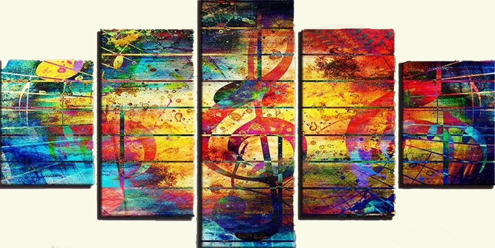Group Painting Sets Music 5 Panel painting on canvas PAM0001