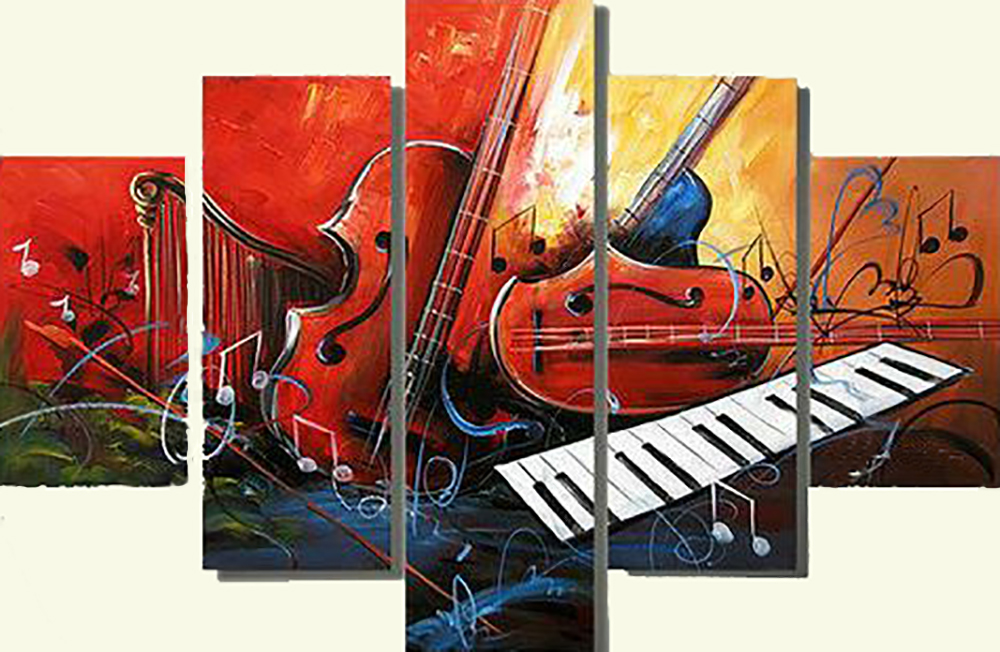 Group Painting Sets Music 5 Panel painting on canvas PAM0002