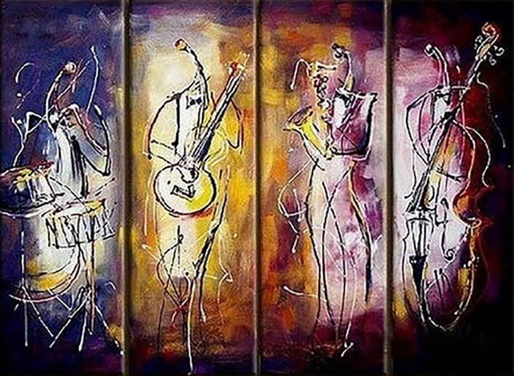 Group Painting Sets Music 4 Panel painting on canvas PAM0011