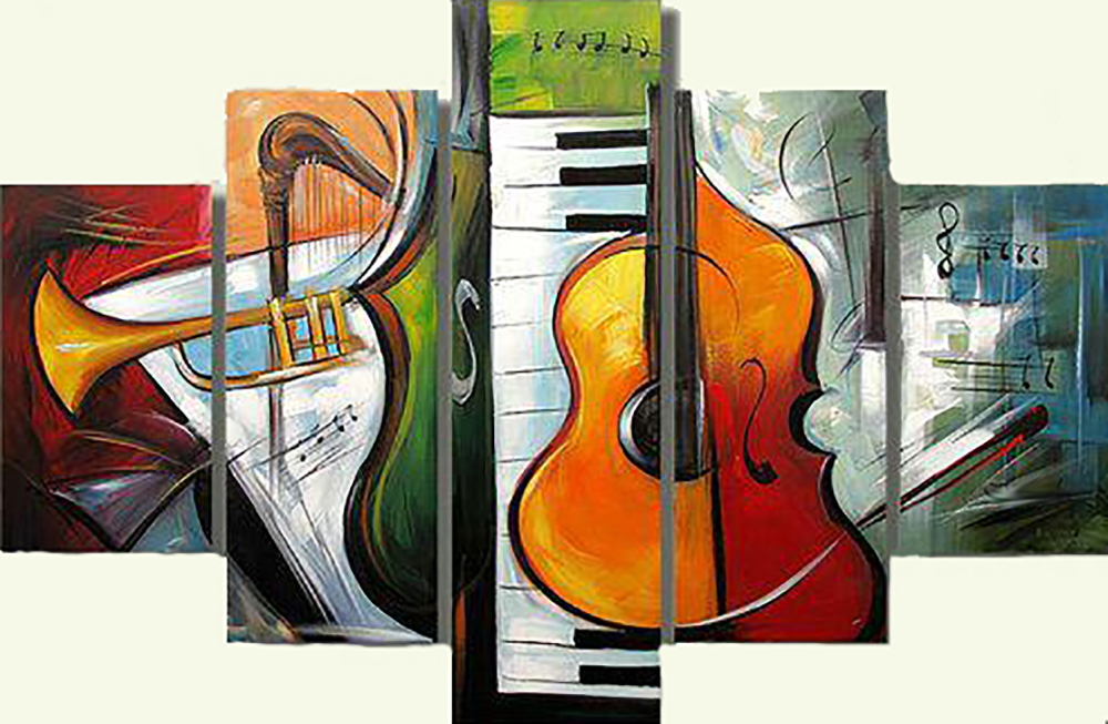 Group Painting Sets Music 5 Panel painting on canvas PAM0013