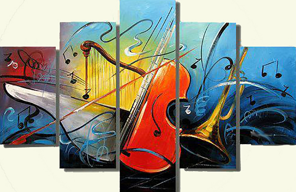 Group Painting Sets Music 5 Panel painting on canvas PAM0016