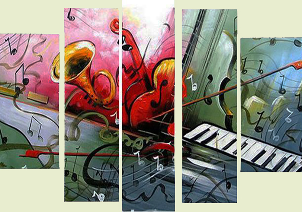 Group Painting Sets Music 5 Panel painting on canvas PAM0018