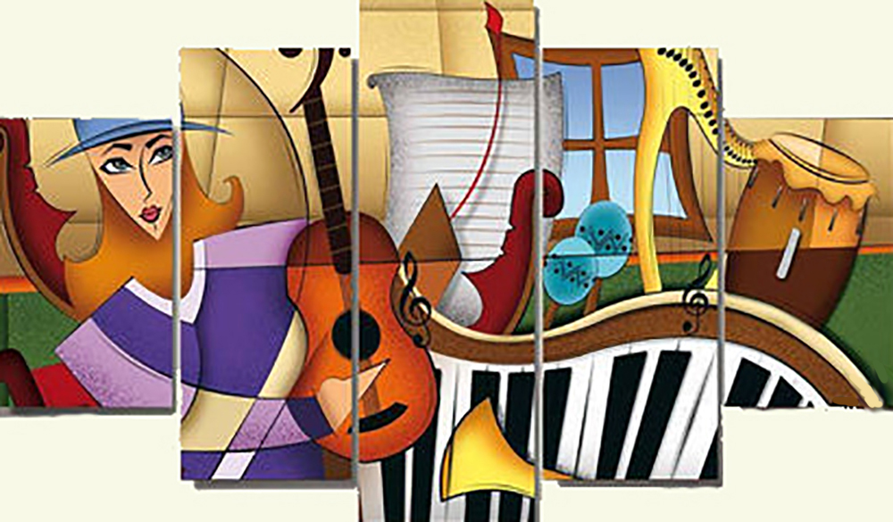 Group Painting Sets Music 5 Panel painting on canvas PAM0019