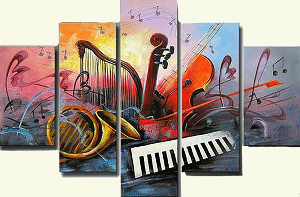 Group Painting Sets Music 5 Panel painting on canvas PAM0020