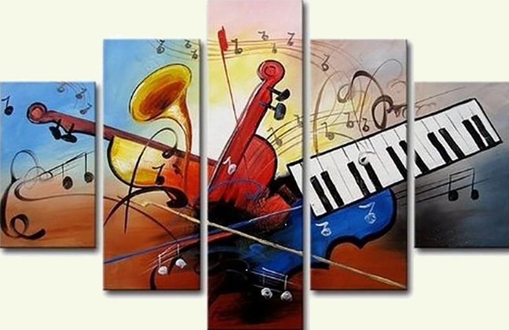 Group Painting Sets Music 5 Panel painting on canvas PAM0021