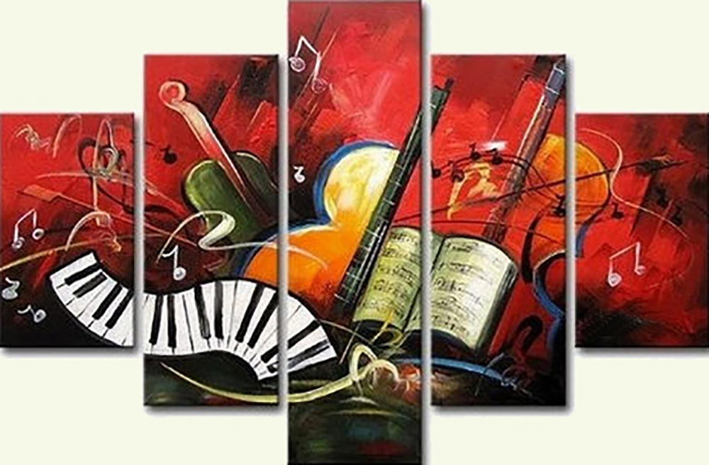 Group Painting Sets Music 5 Panel painting on canvas PAM0022