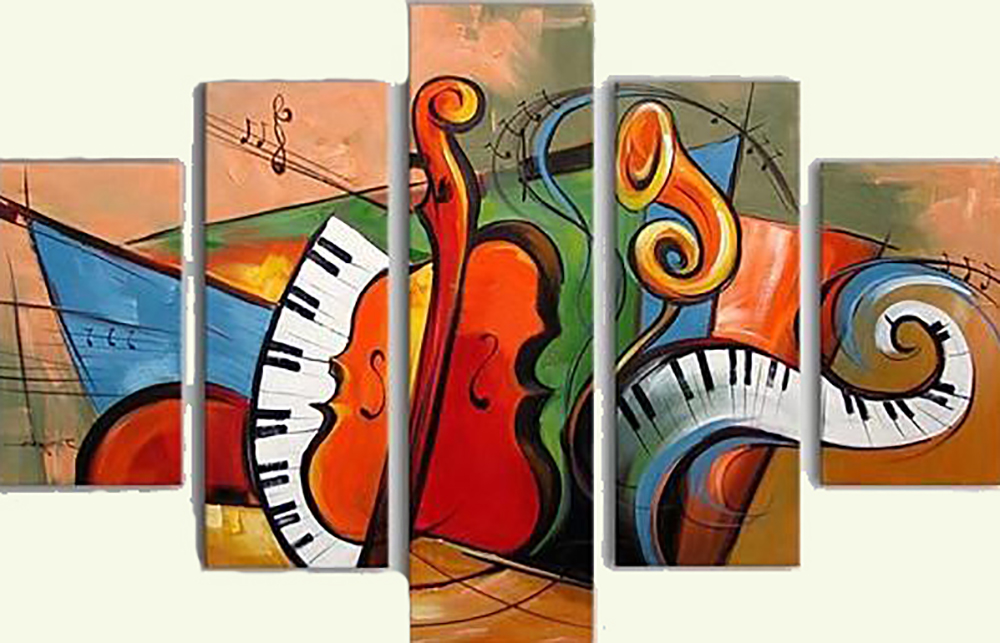 Group Painting Sets Music 5 Panel painting on canvas PAM0024