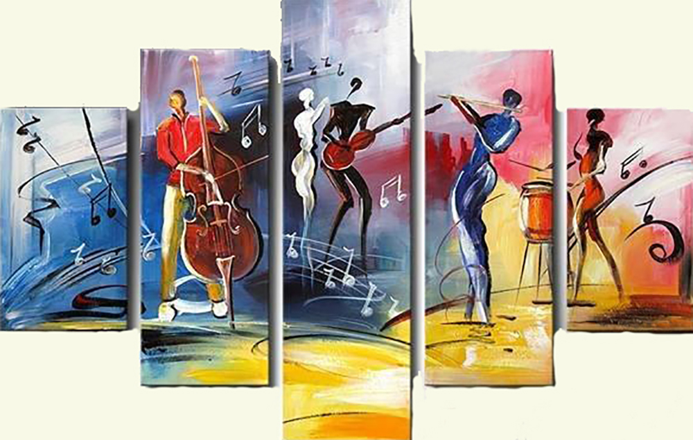 Group Painting Sets Music 5 Panel painting on canvas PAM0027