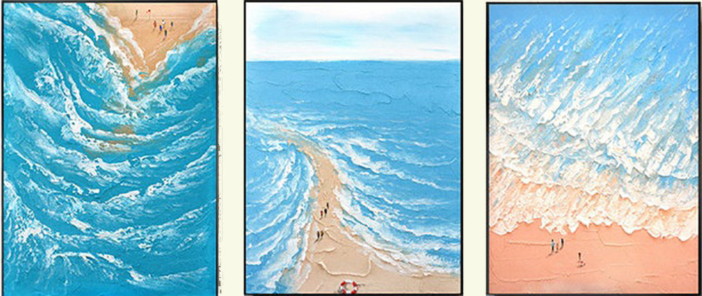 Group Painting Sets Seascape 3 Panel painting on canvas PAS0008