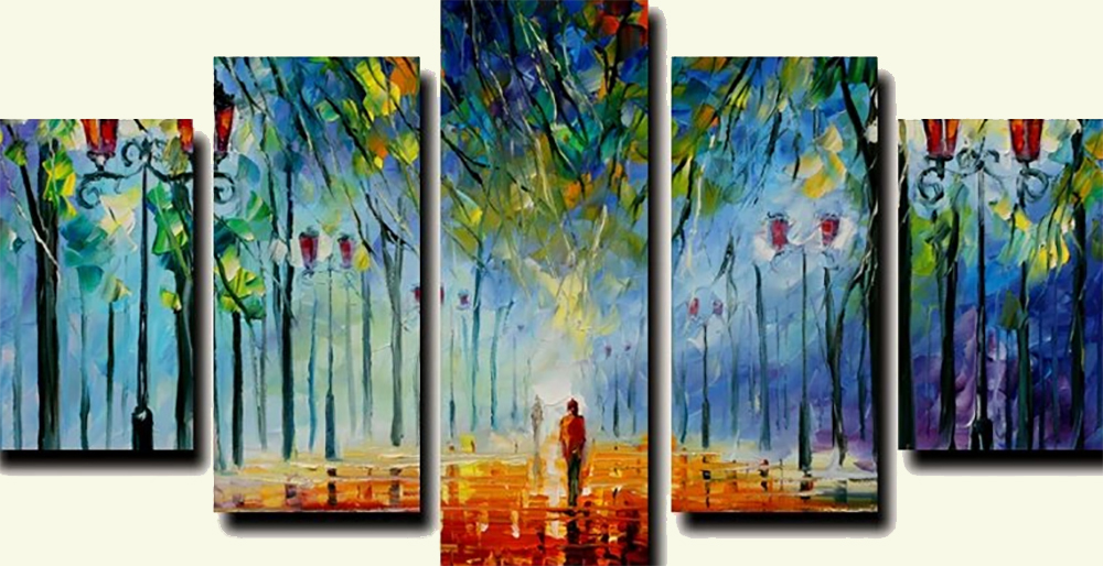 Group Painting Sets Forests 5 Panel painting on canvas PAT0005