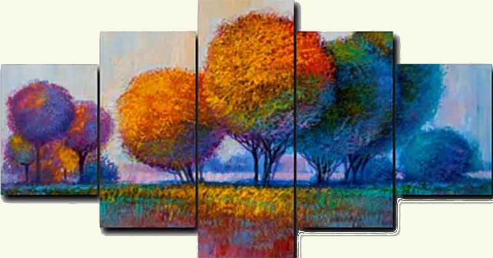 Group Painting Sets Forests 5 Panel painting on canvas PAT0008