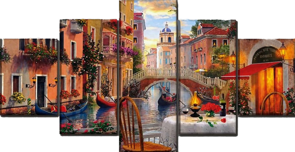 Group Painting Sets Places Venice 5 Panel painting on canvas PAX0004