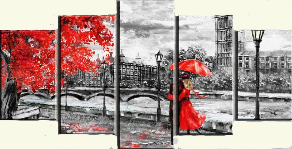 Group Painting Sets Places London 5 Panel painting on canvas PAX0007