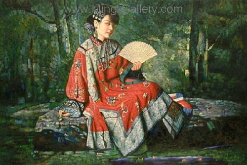 Traditional Chinese Ladies painting on canvas PRT0012