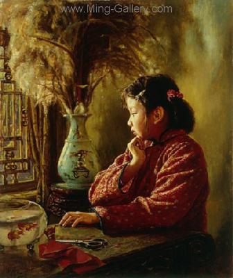 Traditional Chinese Ladies painting on canvas PRT0019