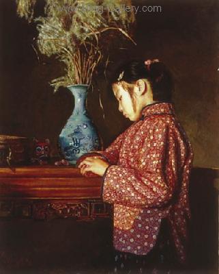Traditional Chinese Ladies painting on canvas PRT0020